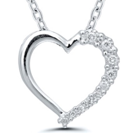 Ss Stationary Diamond Heart Pendant .10Cttw