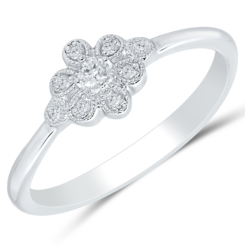 Ss .12Cttw Diamond Floral Fashion Ring