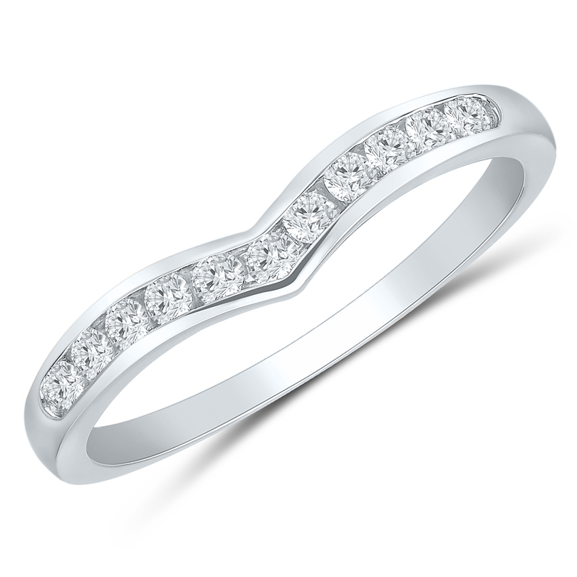 14Kw 1/4Cttw 11 Stone Curved Diamond Band