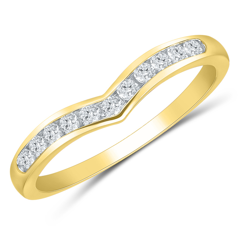 14Ky 1/4Cttw 11 Stone Curved Diamond Band