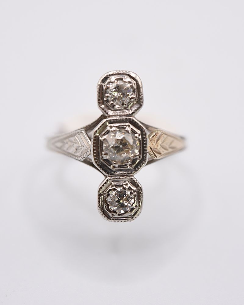Platinum Estate 3-Diamond 0.50 CTW Ring