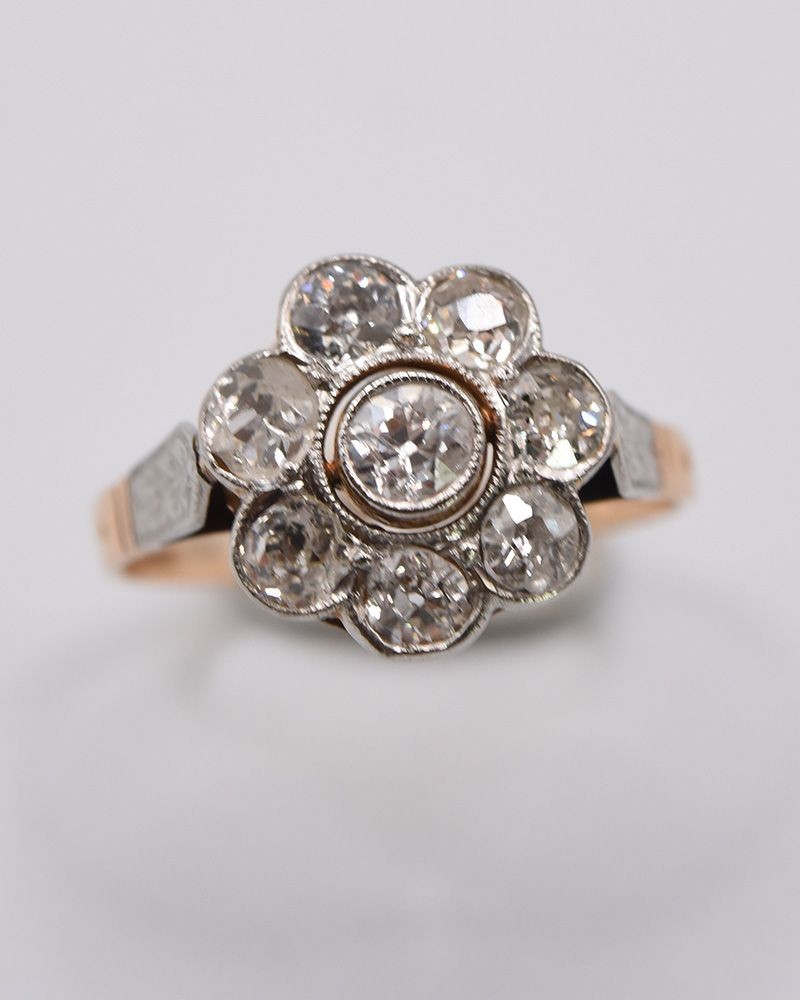 14k Rose Gold Estate Diamond Cluster Ring