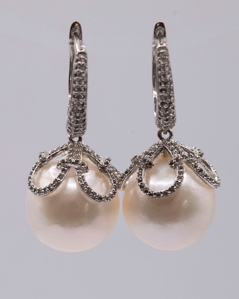 Sterling Silver Estate Pearl Drop Earrings