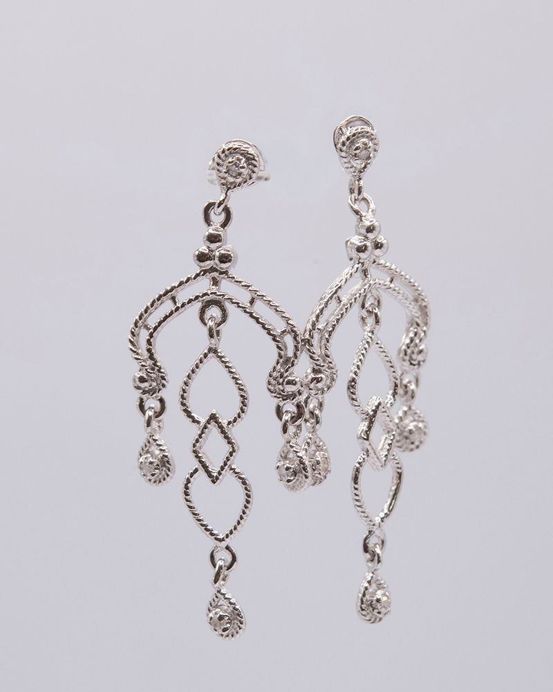14K White Gold Estate Diamond Drop Earrings