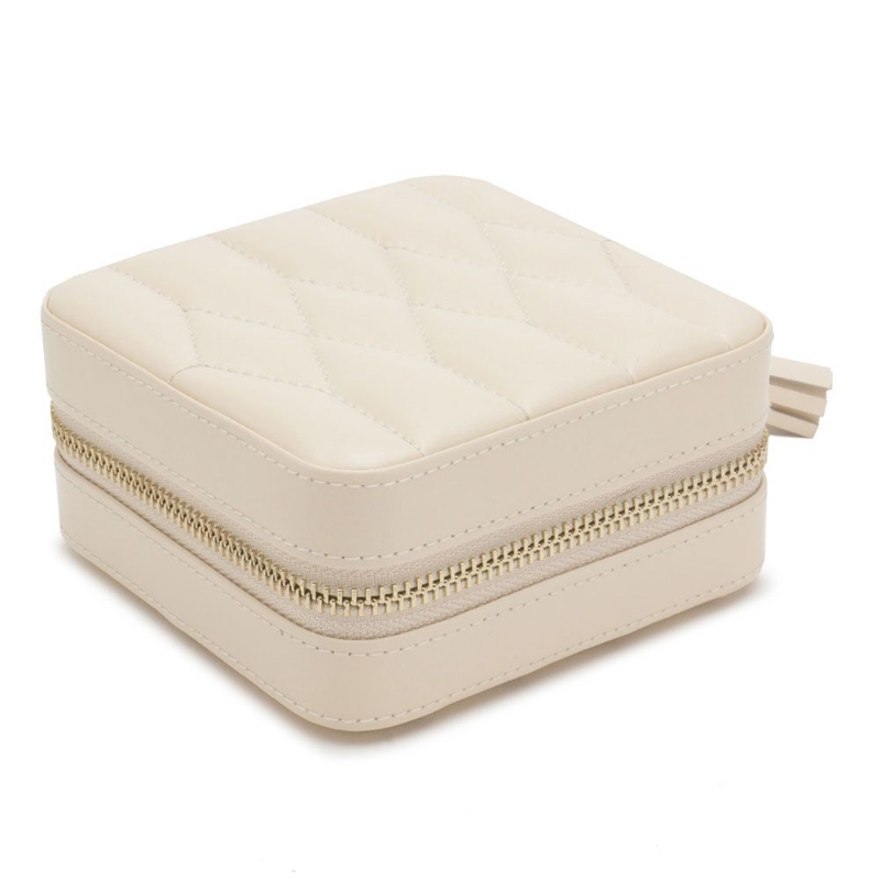 Caroline Ivory Zip Travel Jewelry Case