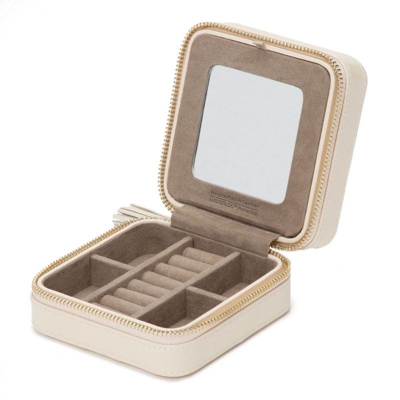 Caroline Ivory Zip Travel Jewelry Case