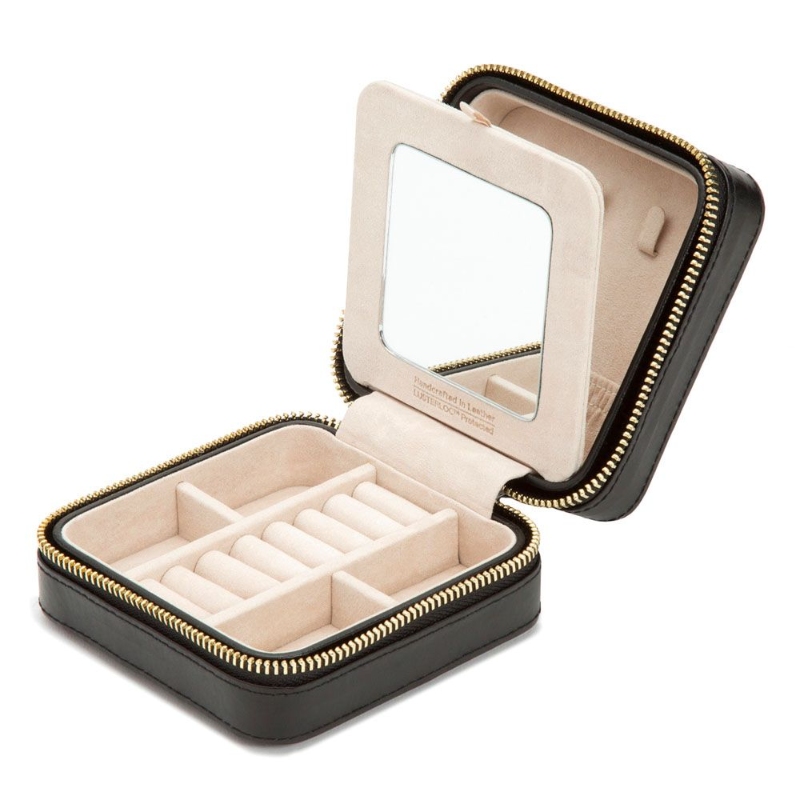 Caroline Black Zip Travel Jewelry Case