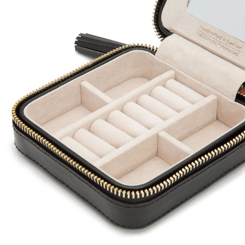 Caroline Black Zip Travel Jewelry Case