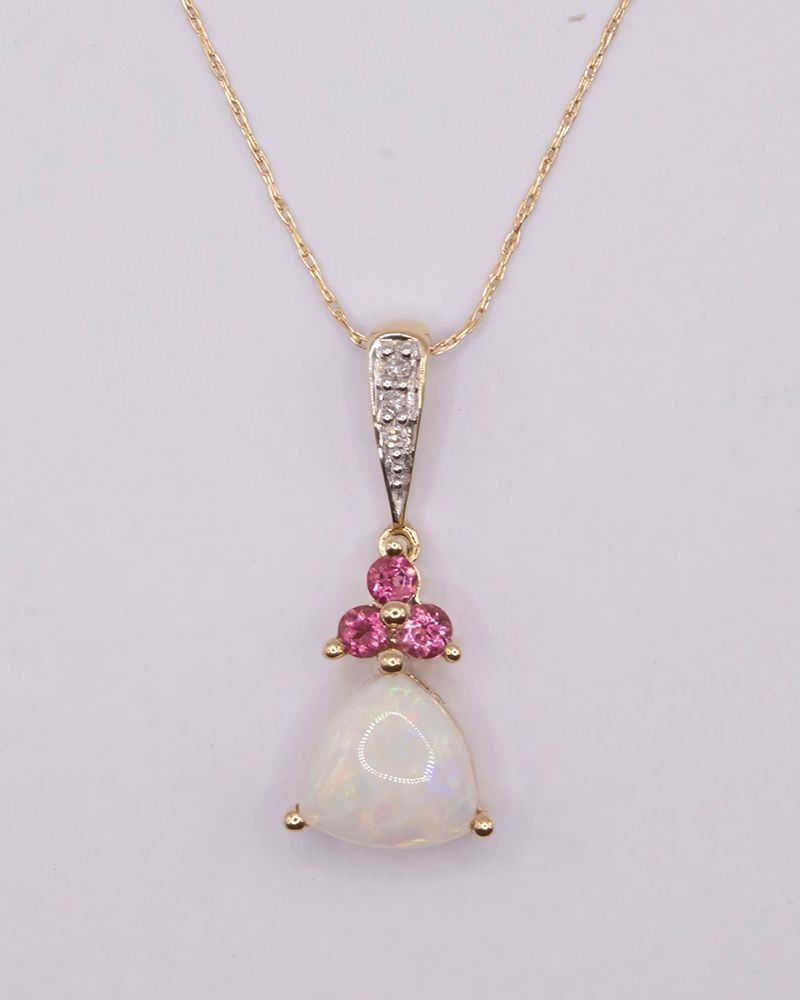 14k Gold Estate Trillion Opal Necklace