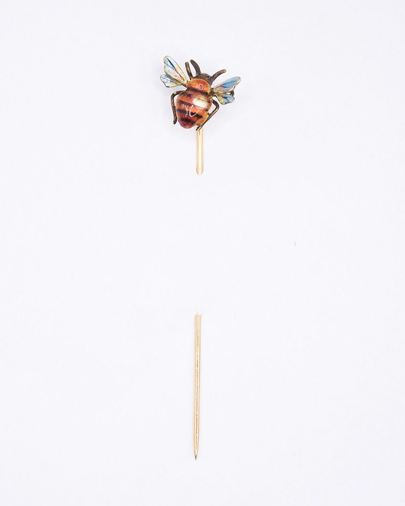 14K Gold Estate Enamel Bee Stick Pin