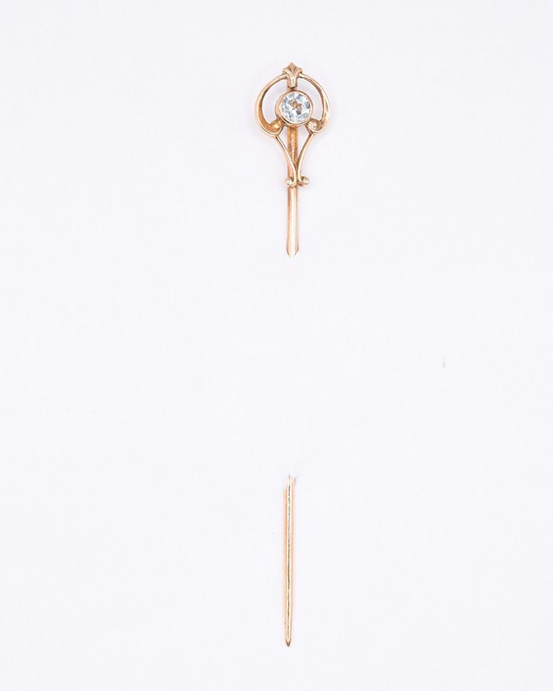 14K Gold Estate 3mm Aquamarine Stick Pin