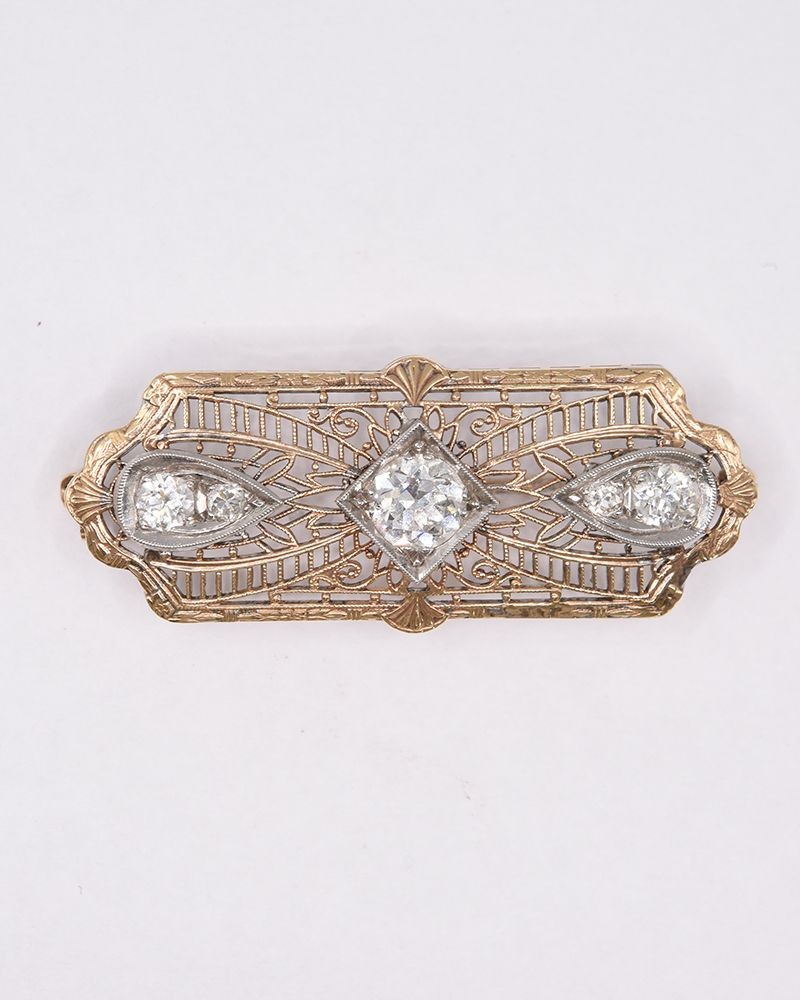14K Gold Estate 1.55ctw Diamond Pin