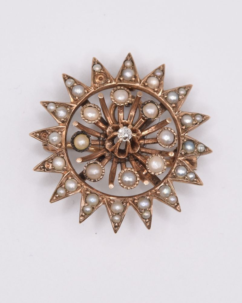 Estate 14k Yellow Gold Pearl Brooch/Pendant.