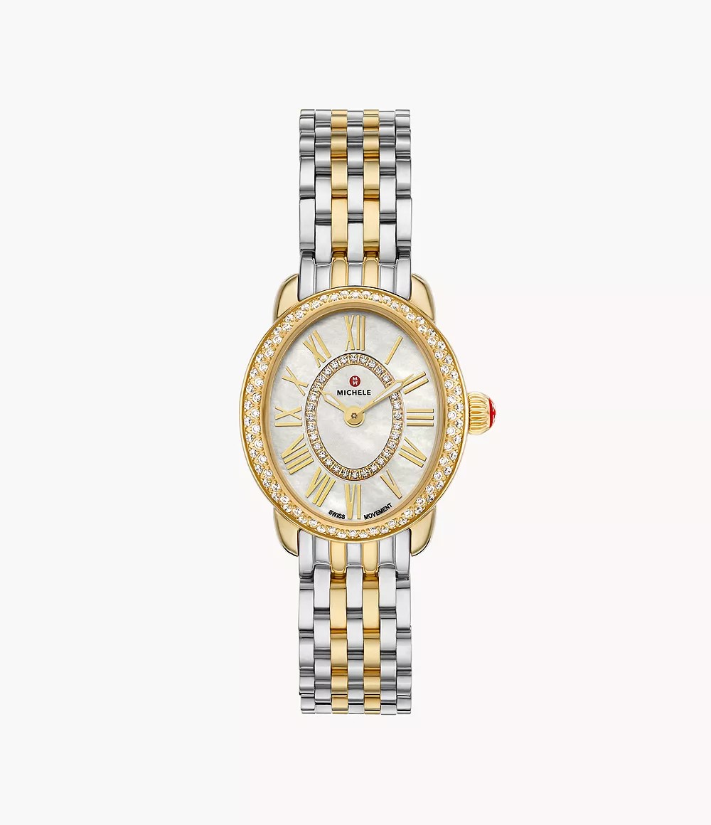 Michele Serein Oval Diamond MOP 27mm Watch