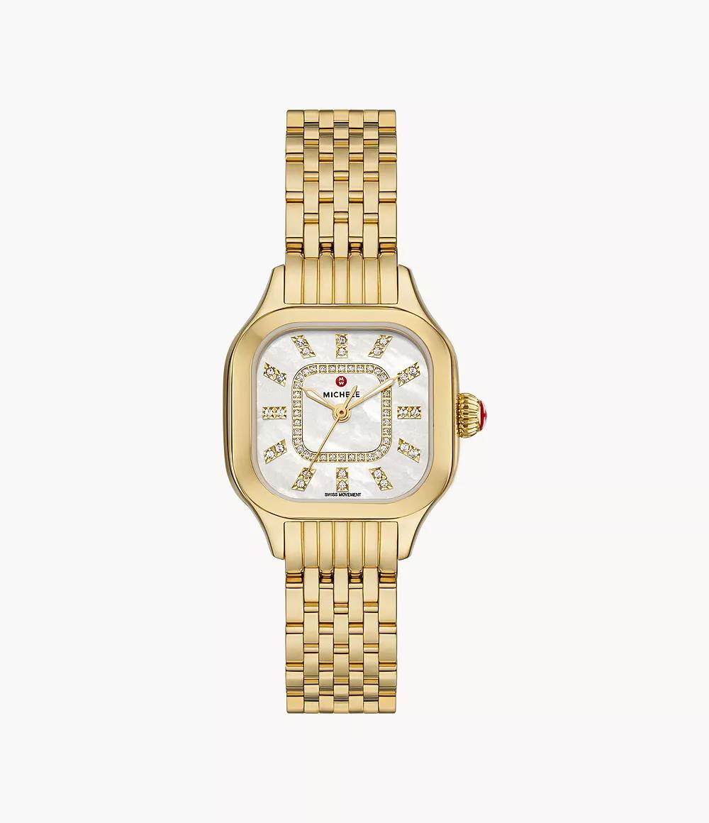 Michele Meggie 18k Gold Diamond MOP Watch 29mm