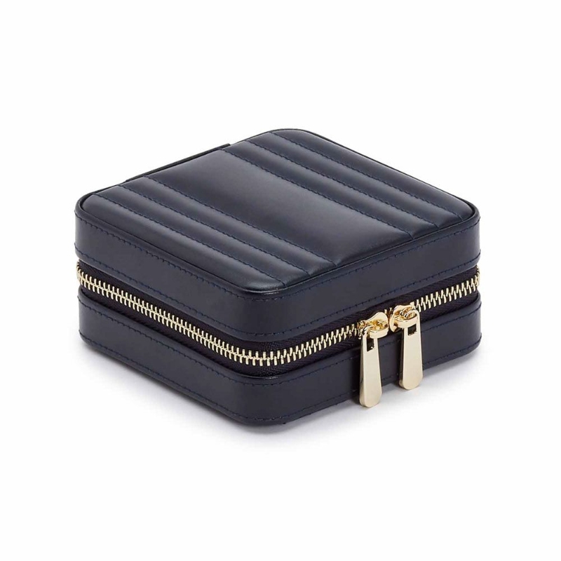 Maria Navy Small Zip Jewelry Case
