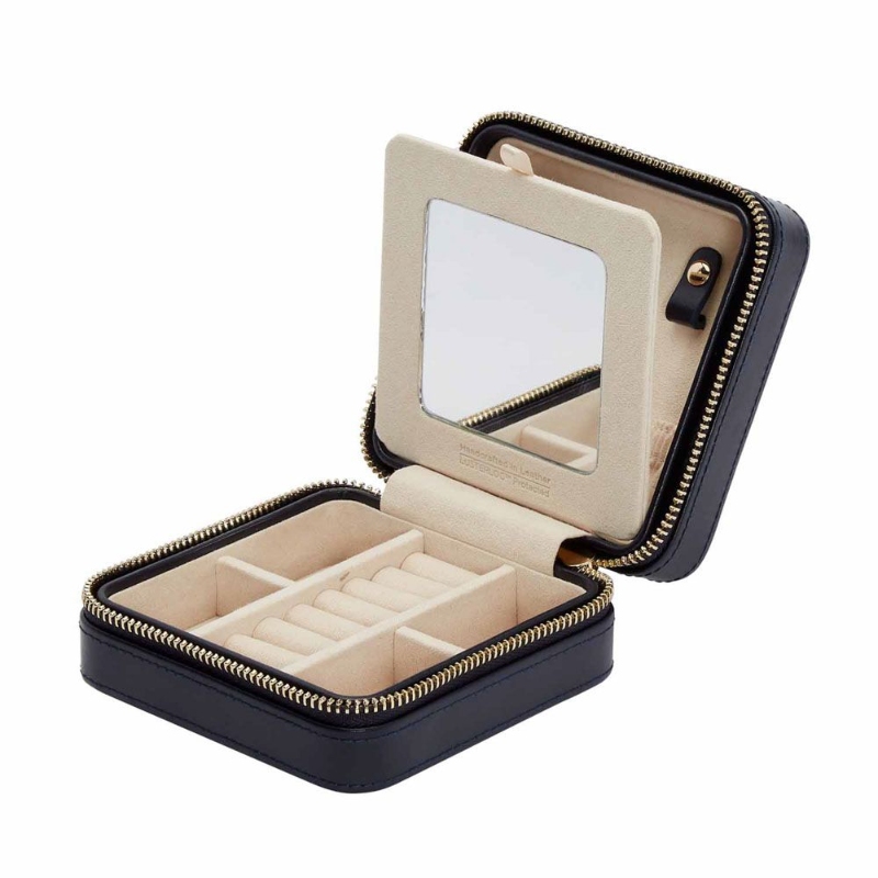 Maria Navy Small Zip Jewelry Case