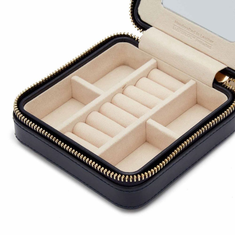 Maria Navy Small Zip Jewelry Case