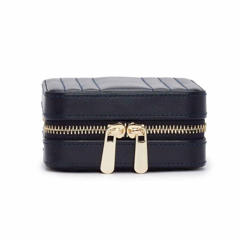 Maria Navy Small Zip Jewelry Case