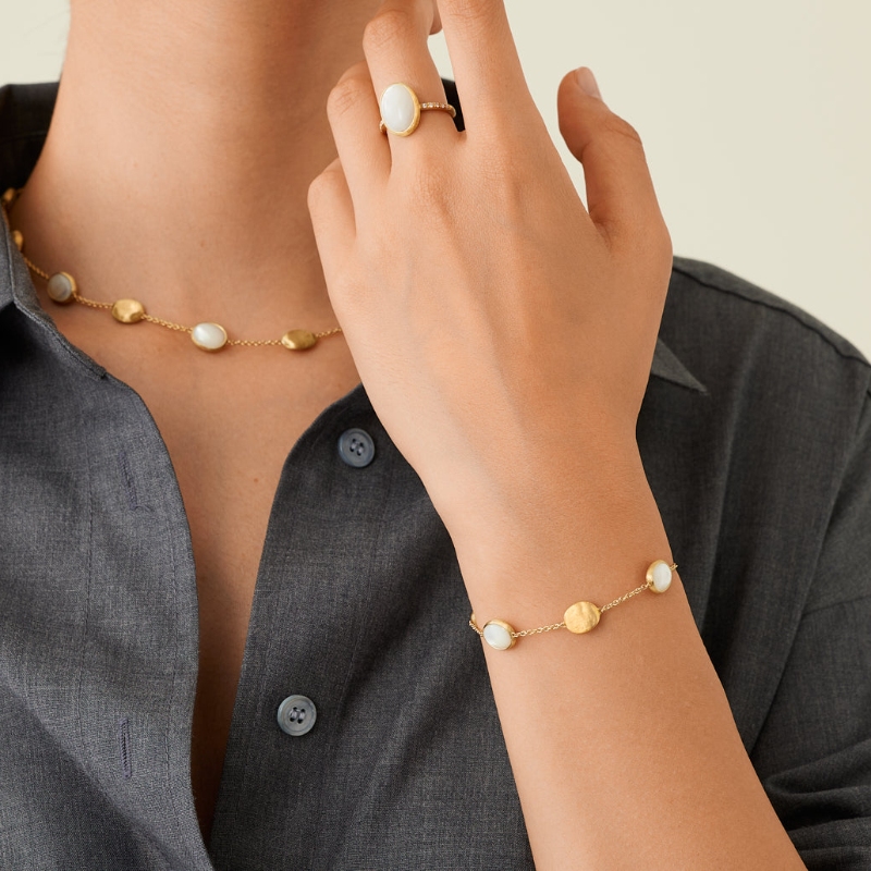 18K Yellow Gold Siviglia Mother of Pearl & Gold Bracelet