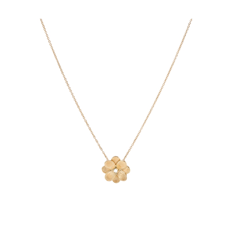 18K Yellow Gold Petali Flower Pendant with Diamonds