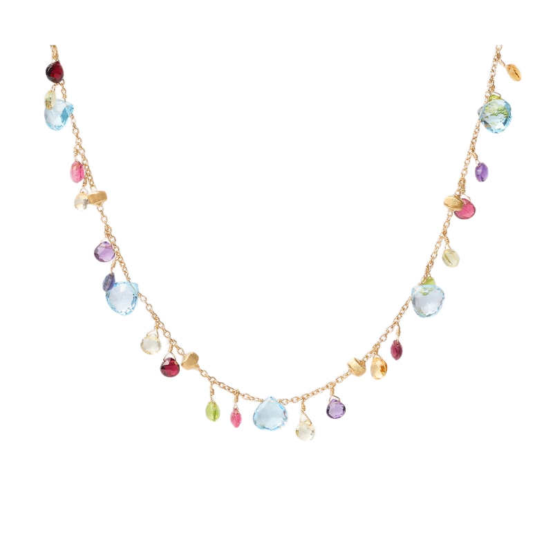 18K Yellow Gold Paradise Mixed Gemstone Necklace