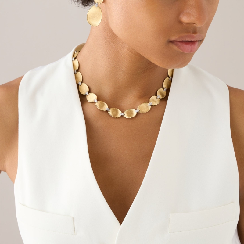18K Yellow Gold Lunaria Collar Necklace With Diamond Accents