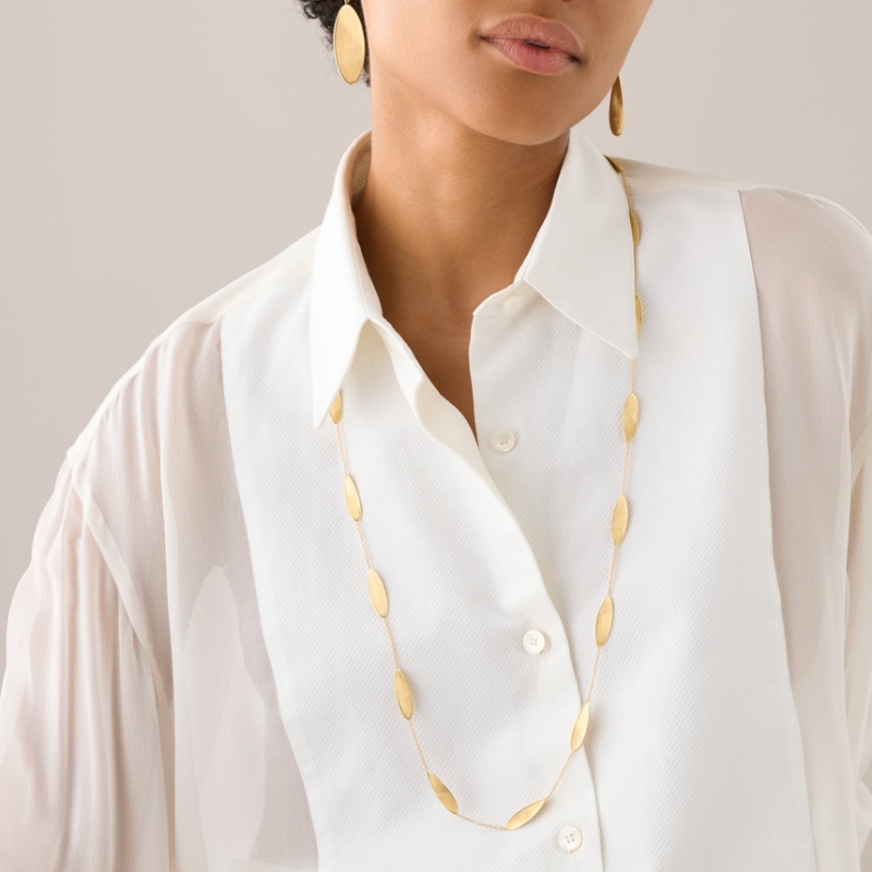 18K Yellow Gold Lunaria Station Long Necklace