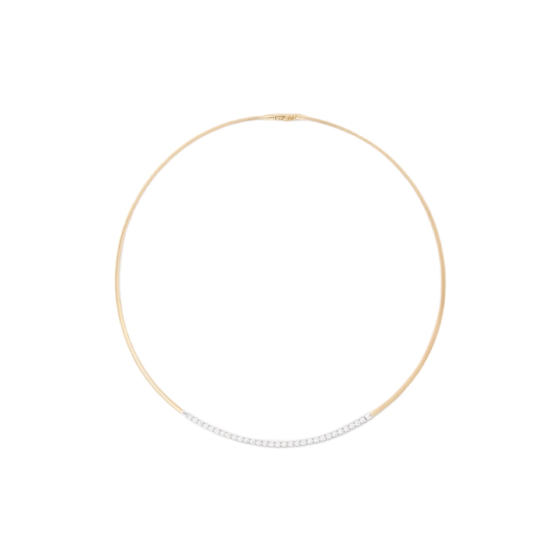 18K Yellow Gold Masai Single Strand Coil Collar With Diamond Bar