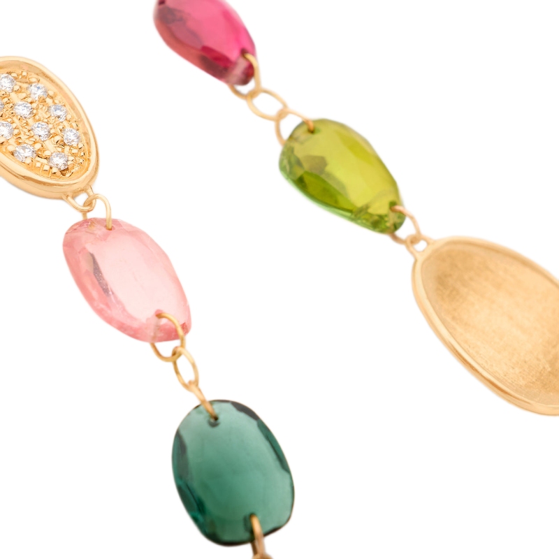 18K Yellow Gold Lunaria Chandelier Tourmaline Earrings with Diamonds