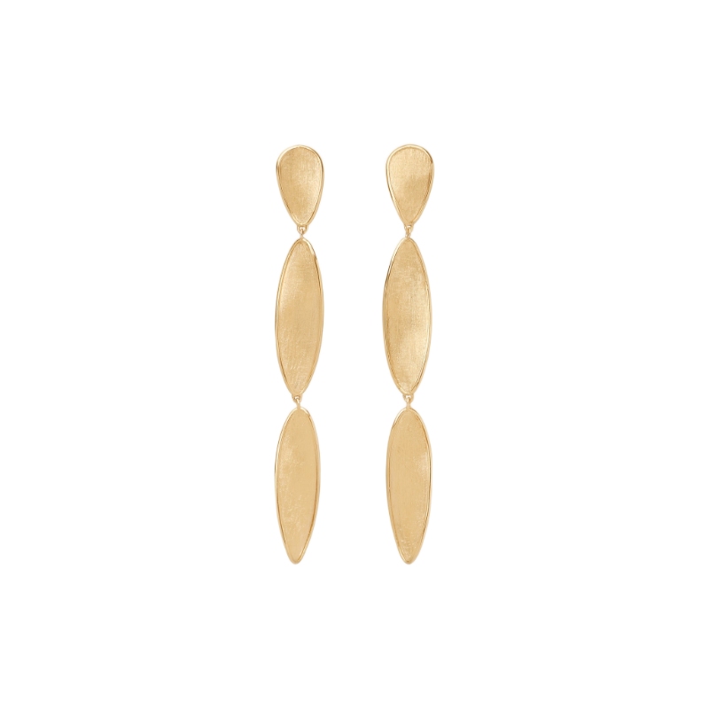 18K Yellow Gold Lunaria Triple Drop Earrings