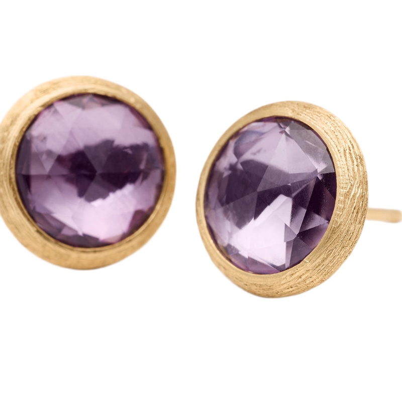 18K Yellow Gold Jaipur Gemstone Stud Earrings