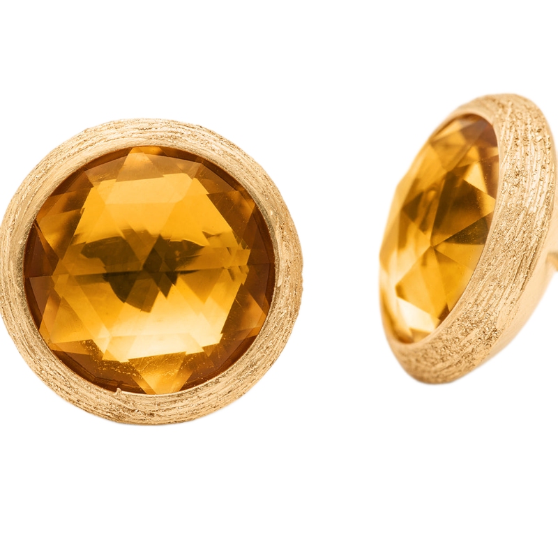 18K Yellow Gold Jaipur Gemstone Stud Earrings