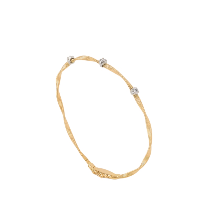 18K Yellow Gold Marrakech Twisted Coil Bracelet With Diamonds