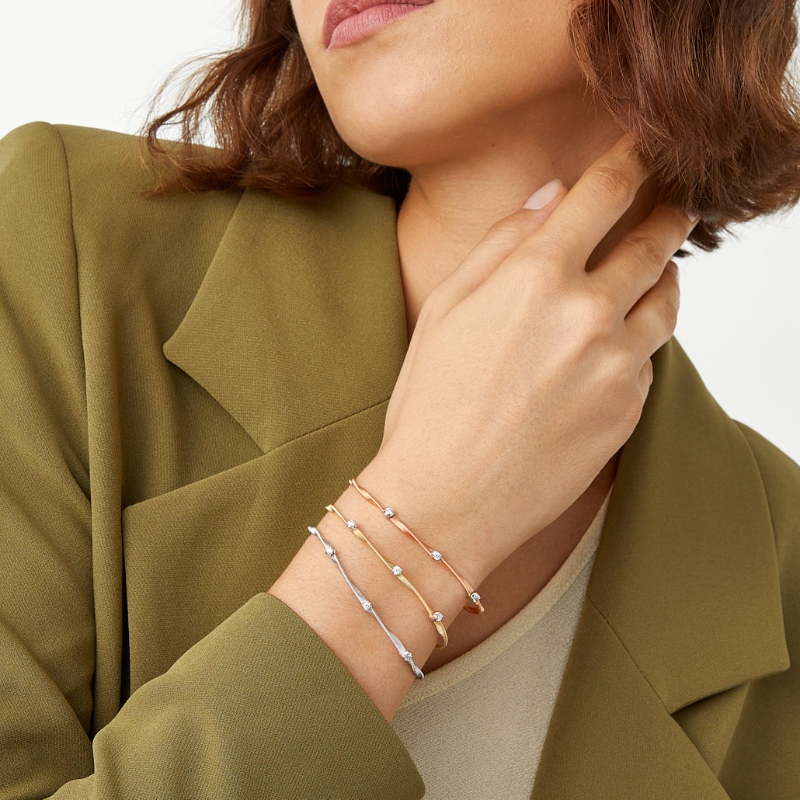 18K Yellow Gold Marrakech Twisted Coil Bracelet With Diamonds