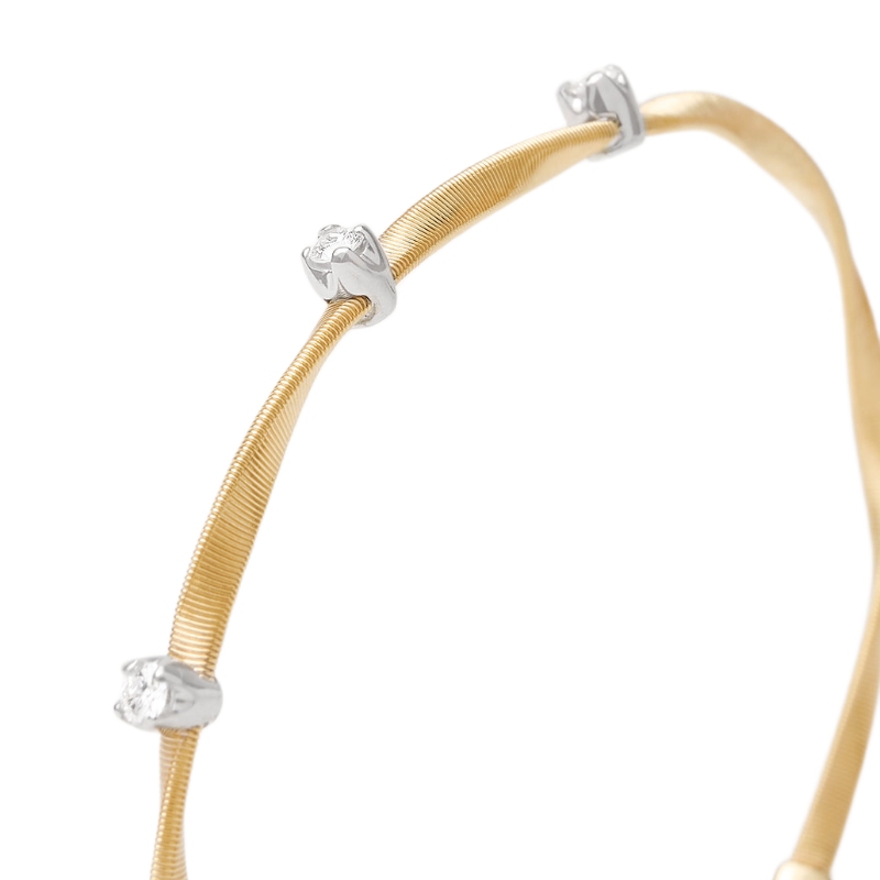 18K Yellow Gold Marrakech Twisted Coil Bracelet With Diamonds