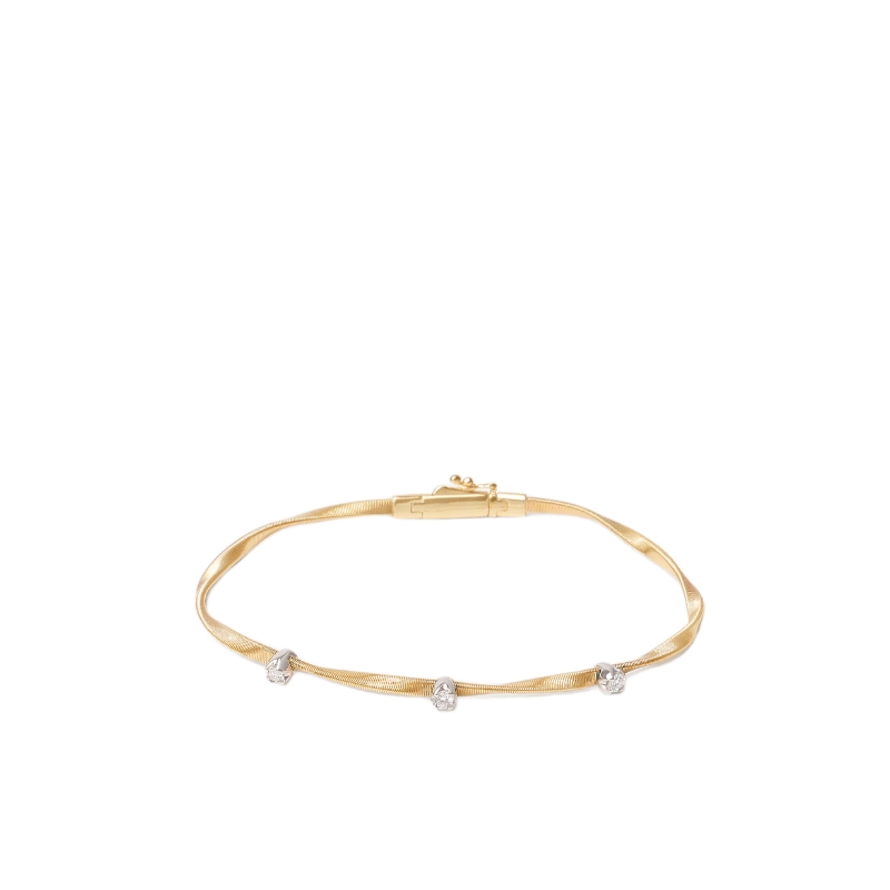 18K Yellow Gold Marrakech Twisted Coil Bracelet With Diamonds