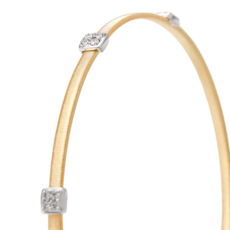 18K Yellow Gold Masai Small Stackable Bracelet With Diamonds