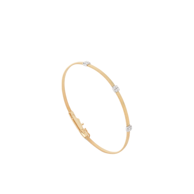 18K Yellow Gold Masai Small Stackable Bracelet With Diamonds