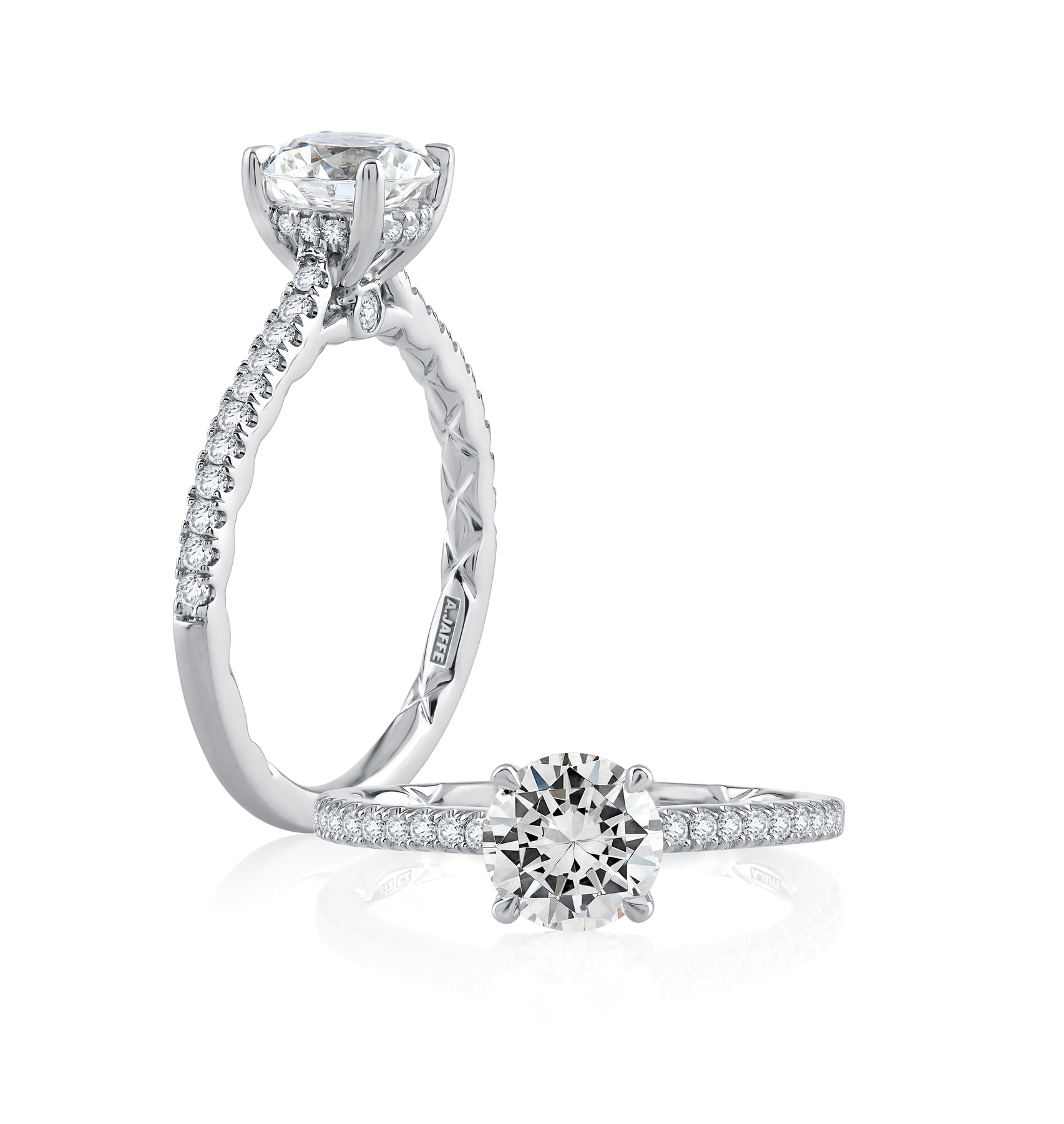 A.JAFFE 18K White Gold Engagement Ring