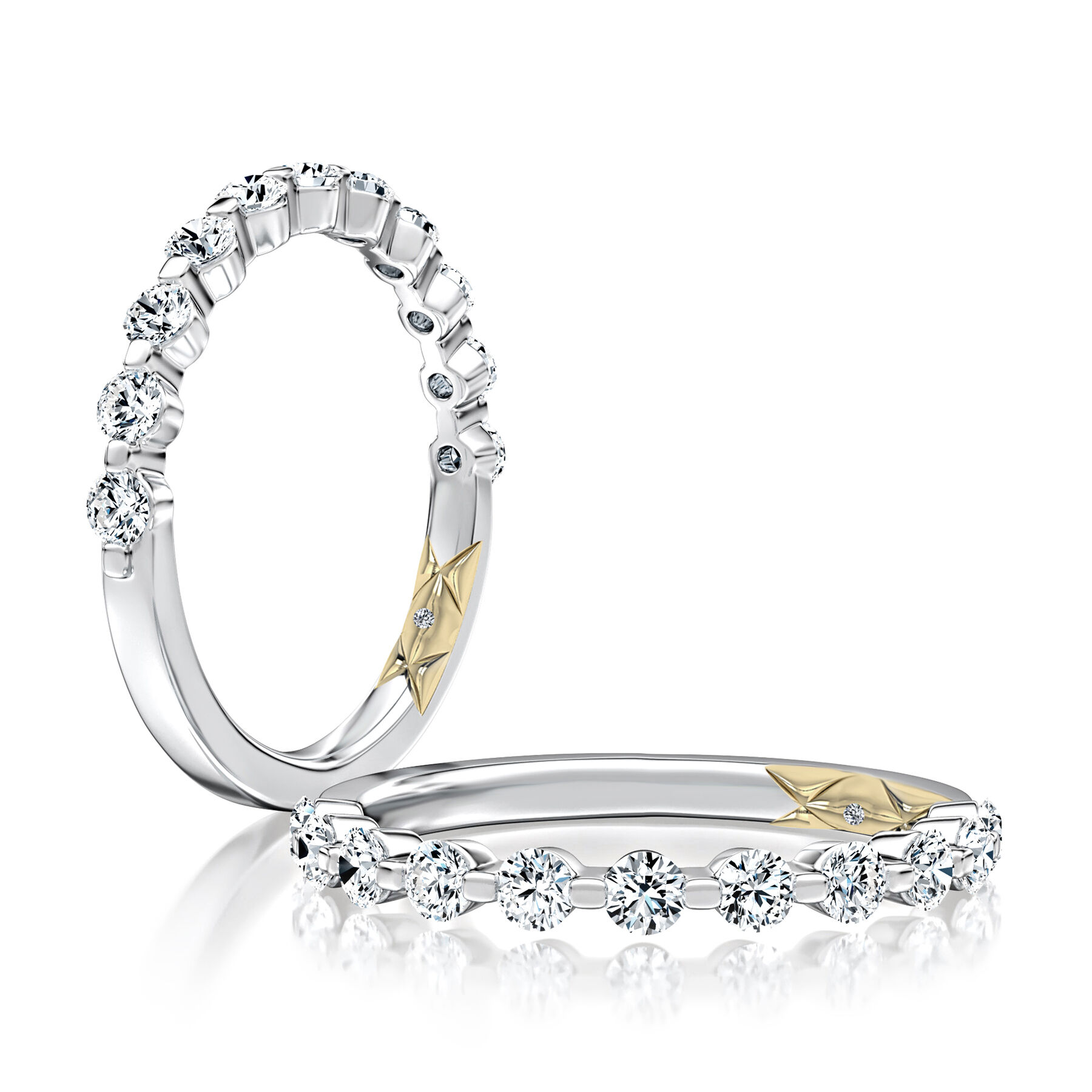 A.JAFFE 18K White Gold Diamond Wedding Band