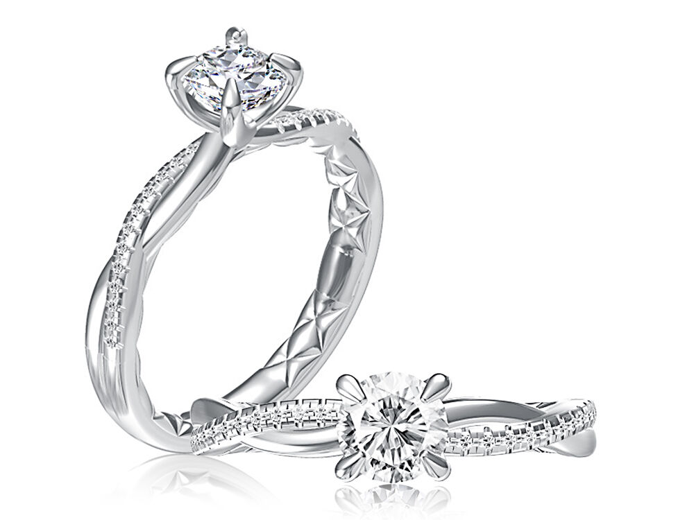 A.JAFFE 18K White Gold Engagement Ring