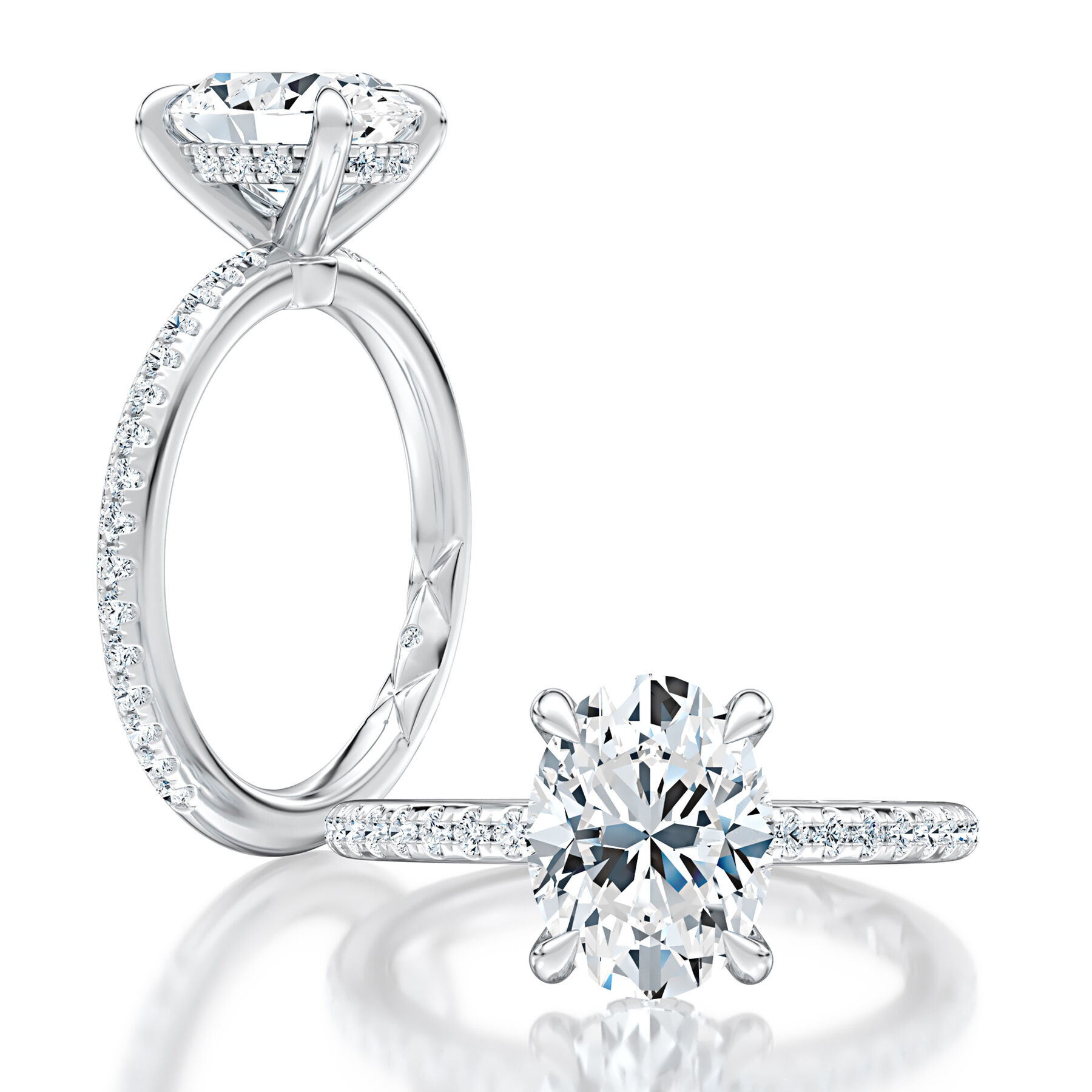 A.JAFFE 18K White Gold Engagement Ring