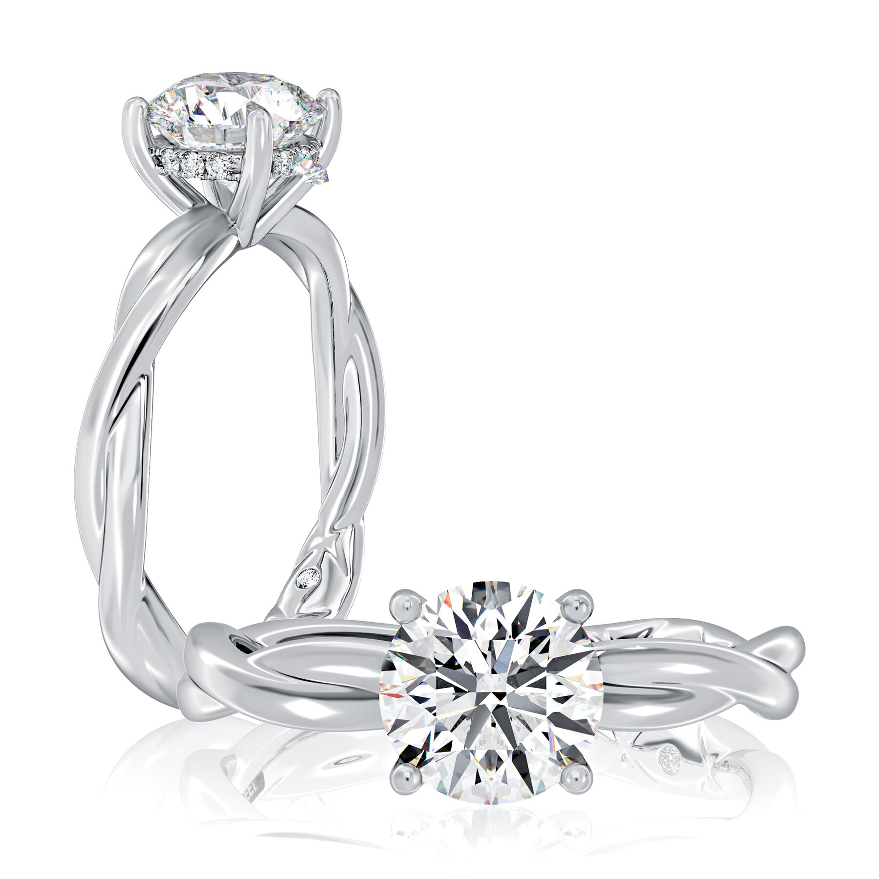 A.JAFFE 18K White Gold Engagement Ring