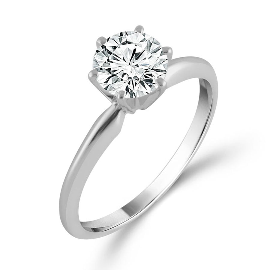 14K White Gold Round Diamond Engagement Ring