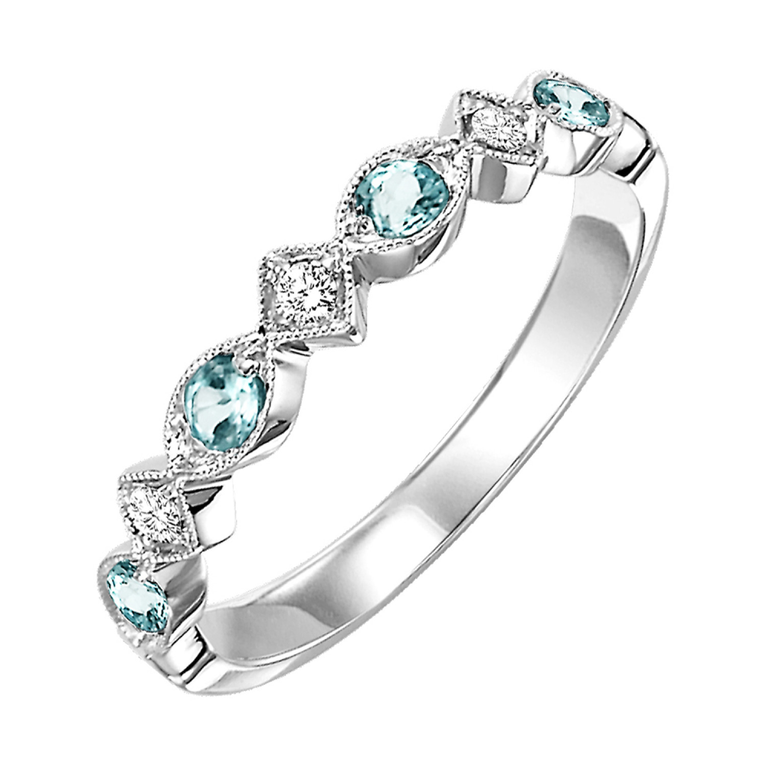 14K White Gold Aqua Diamond Band