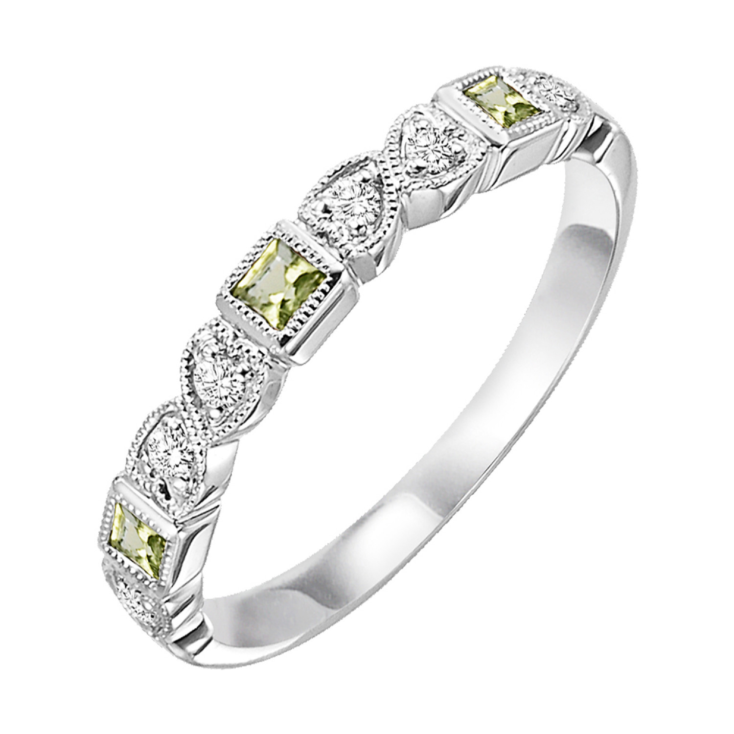 14K White Gold Peridot Wedding Band