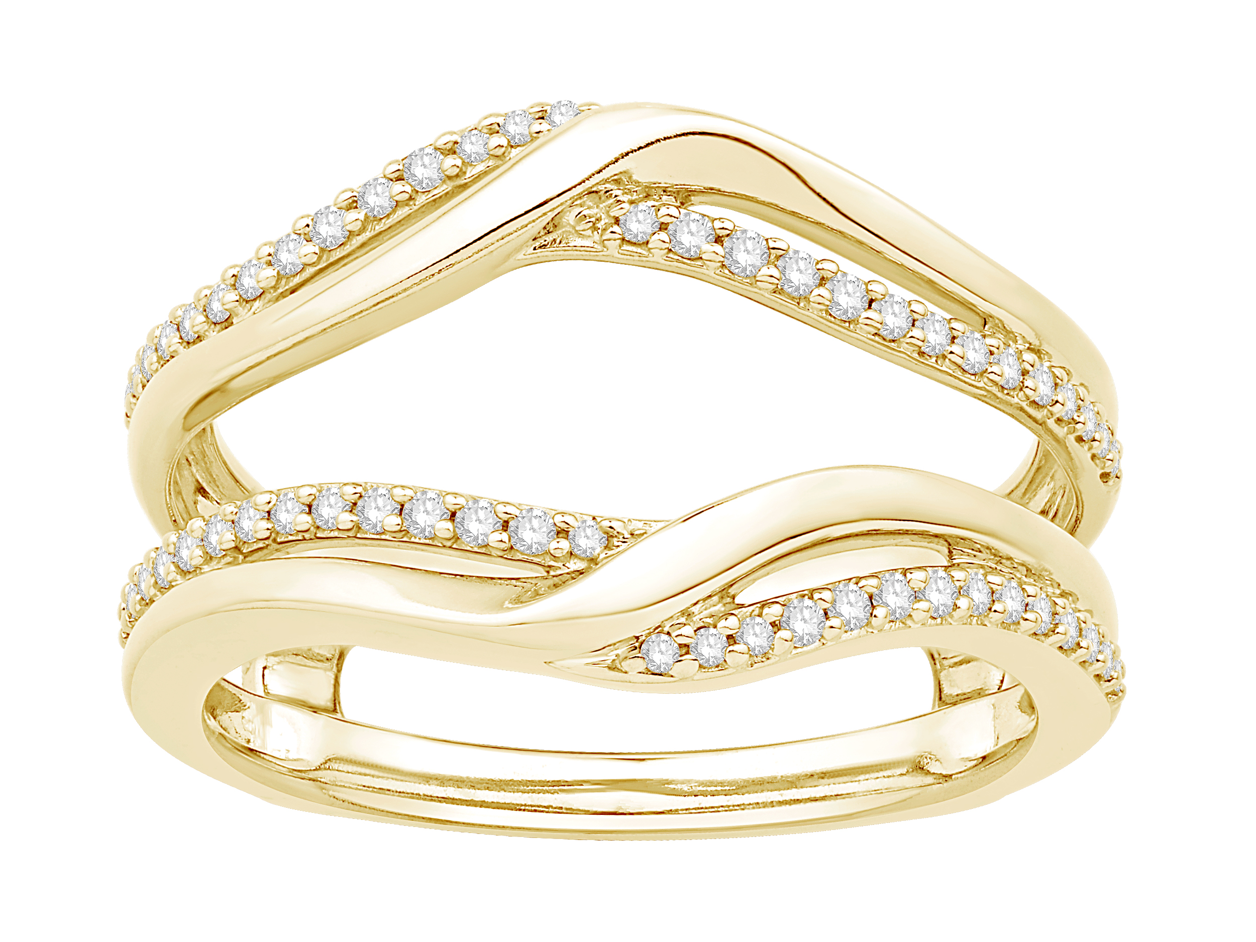 14K Yellow Gold Diamond Wedding Band Wrap