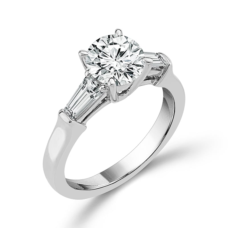 White Gold Lab Diamond Round Engagement Ring