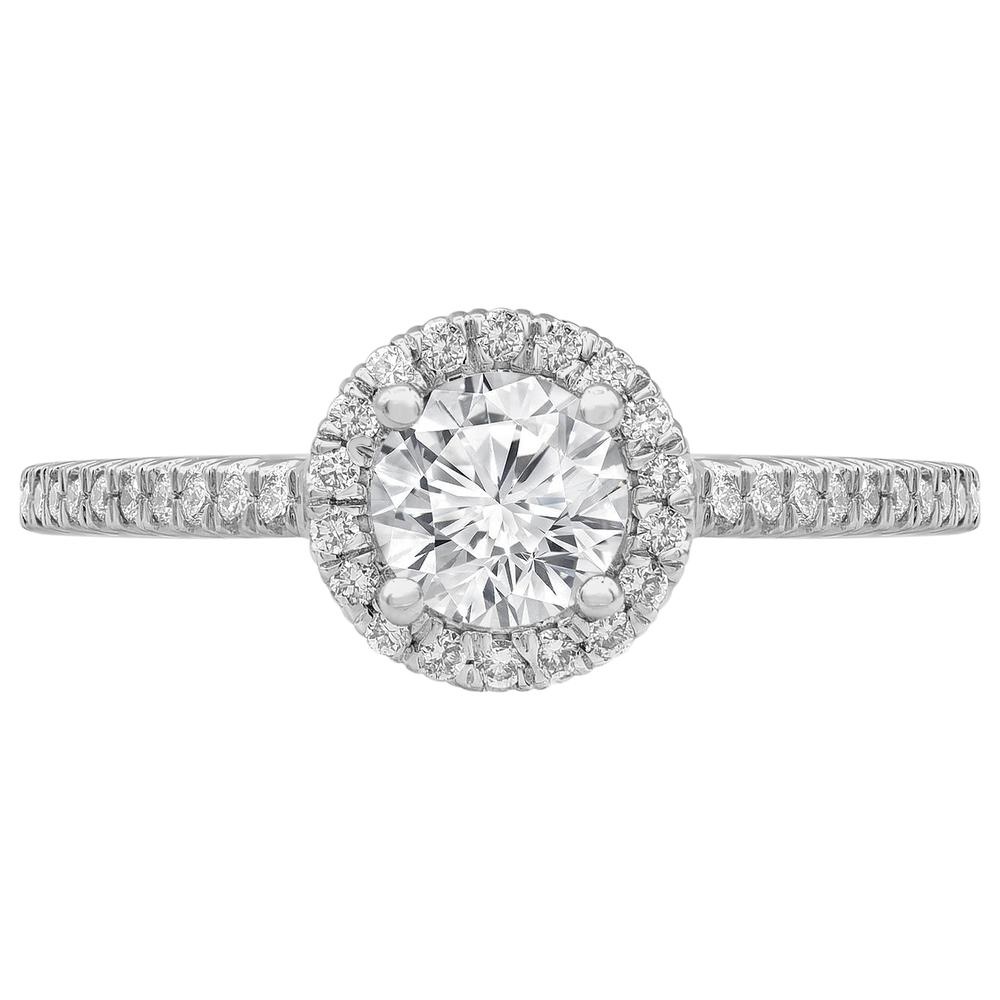 MERCURY 14K White Gold Lab Round Diamond Engagement Ring W/ Halo